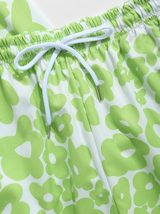 Floral Print Button Up Shirt And Pocket Shorts Set - Grafton Collection