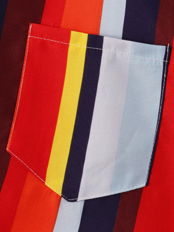 Striped Front Pocket Shirt And Shorts Set - Grafton Collection