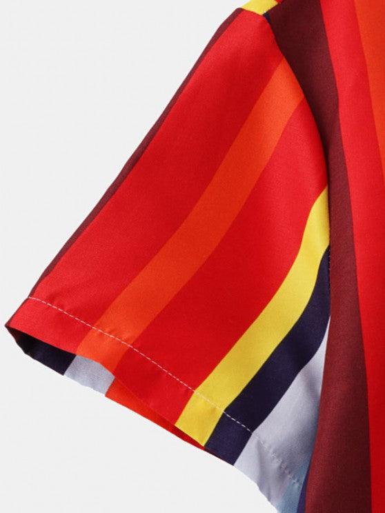 Striped Front Pocket Shirt And Shorts Set - Grafton Collection