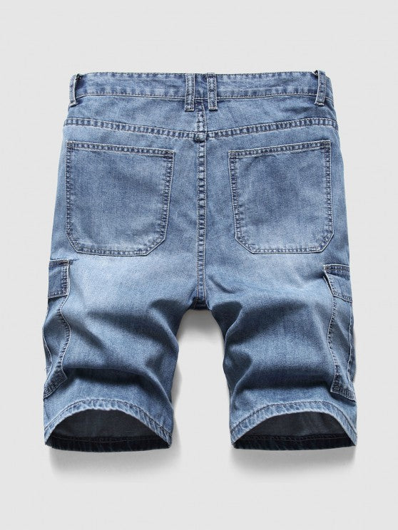 Striped Pattern Shirt And Denim Shorts Set - Grafton Collection
