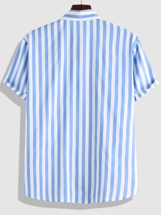Striped Pattern Shirt And Denim Shorts Set - Grafton Collection