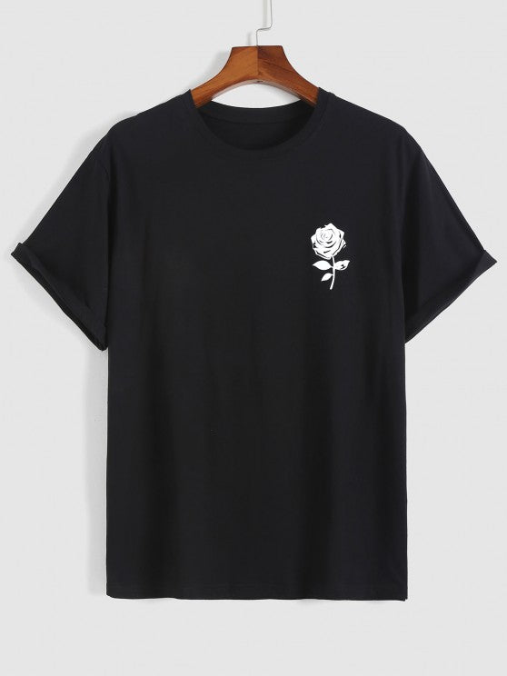 Rose Printed T-Shirt And Drawstring Sweatpants - Grafton Collection