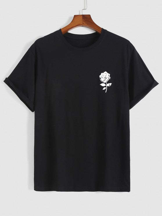 Rose Printed T-Shirt And Drawstring Sweatpants - Grafton Collection