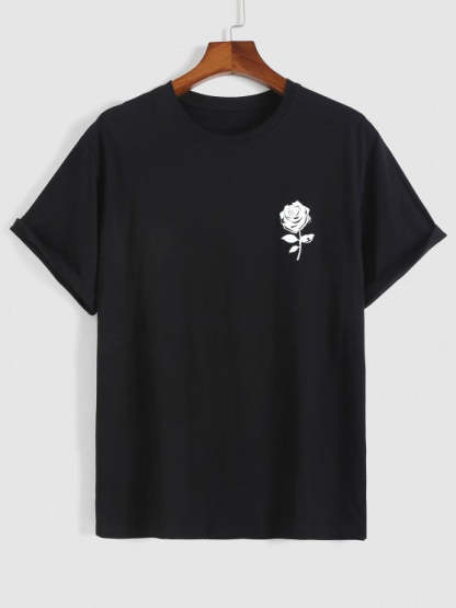 Rose Printed T-Shirt And Drawstring Sweatpants - Grafton Collection