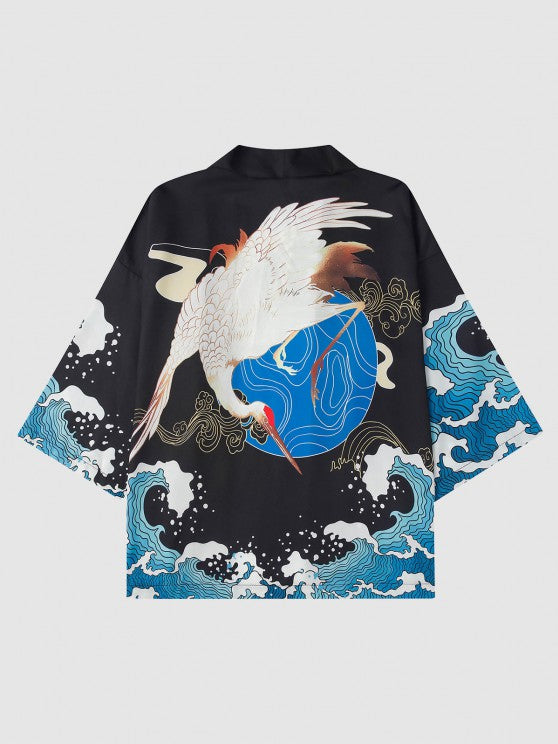 Sea Wave Printed Kimono And Shorts Set - Grafton Collection