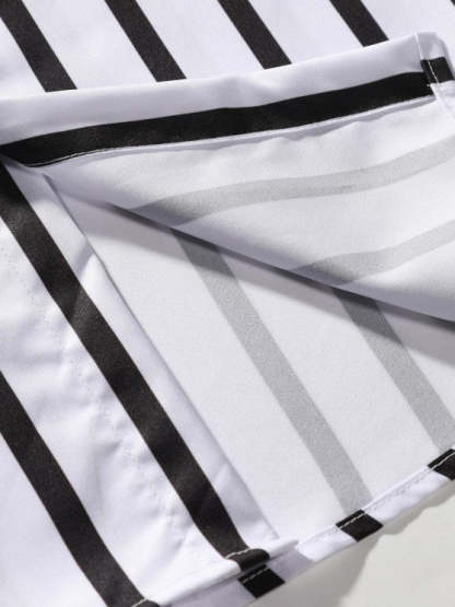 Striped Shirt And Drawstring Shorts Set - Grafton Collection