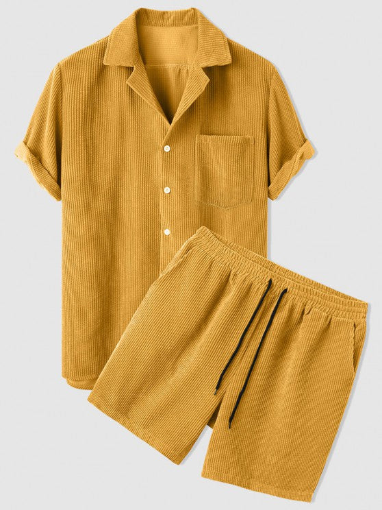 Corduroy Button Shirt And Shorts Set - Grafton Collection