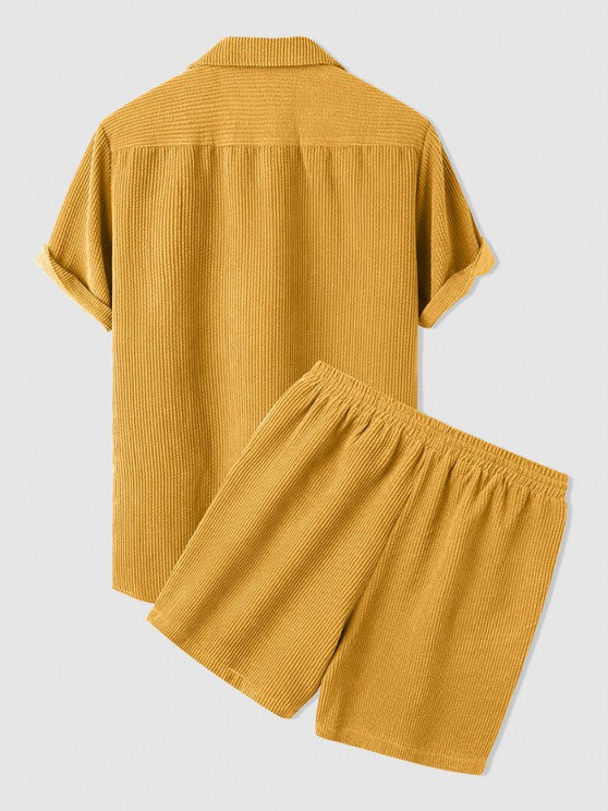 Corduroy Button Shirt And Shorts Set - Grafton Collection