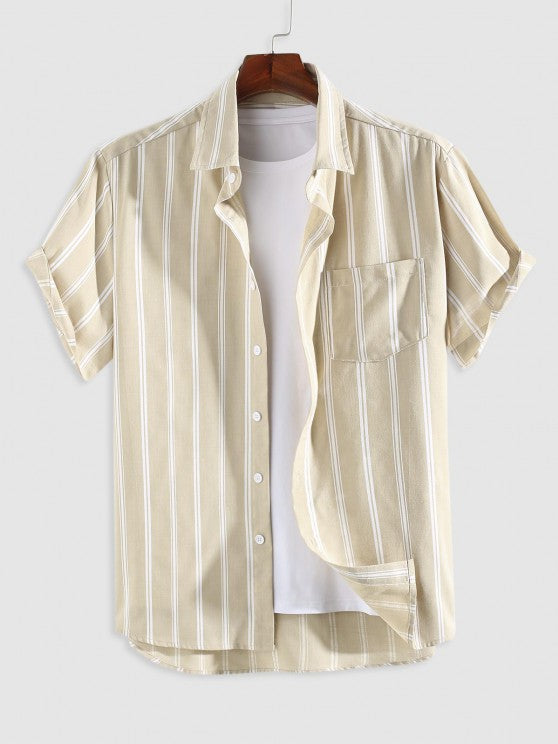 Striped Shirts And Letter Patch Shorts - Grafton Collection