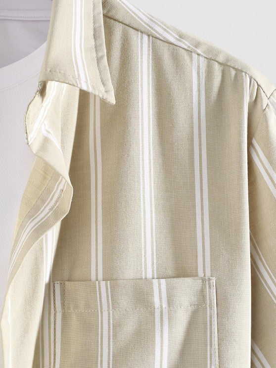 Striped Shirts And Letter Patch Shorts - Grafton Collection