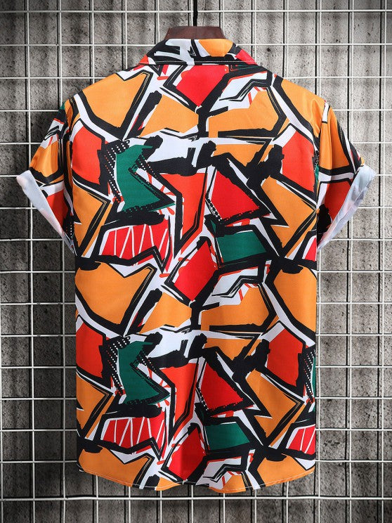 2 Pieces Abstract Print Shirt And Ripped Jeans - Grafton Collection