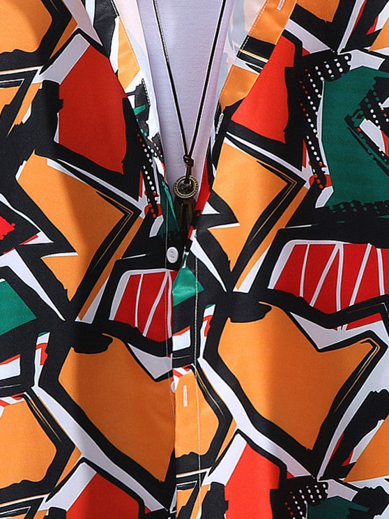 2 Pieces Abstract Print Shirt And Ripped Jeans - Grafton Collection