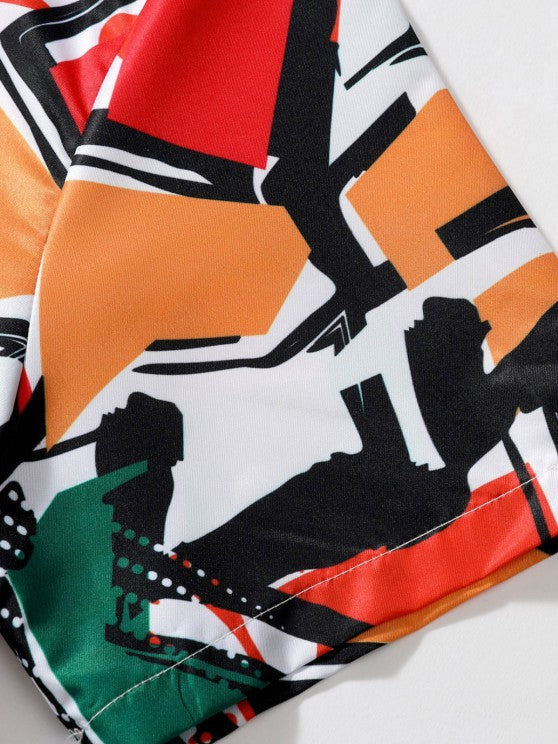 2 Pieces Abstract Print Shirt And Ripped Jeans - Grafton Collection