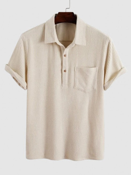 Collared Pullover Shirt And Denim Shorts - Grafton Collection