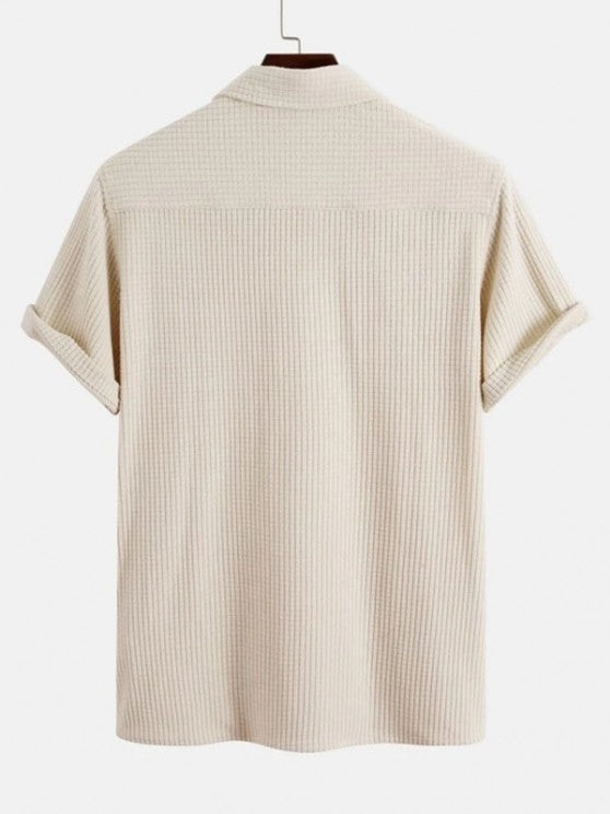 Collared Pullover Shirt And Denim Shorts - Grafton Collection