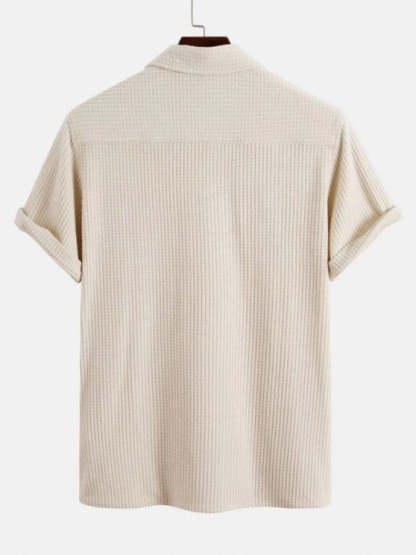Collared Pullover Shirt And Denim Shorts - Grafton Collection