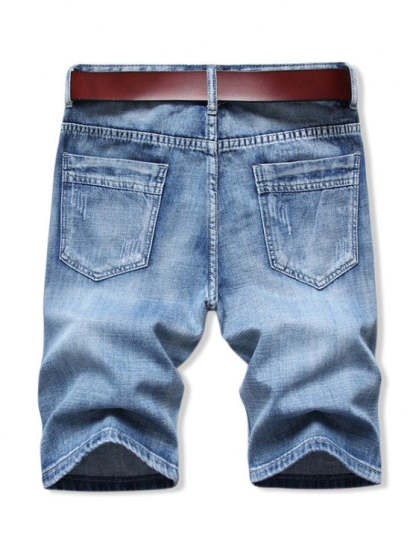 Collared Pullover Shirt And Denim Shorts - Grafton Collection