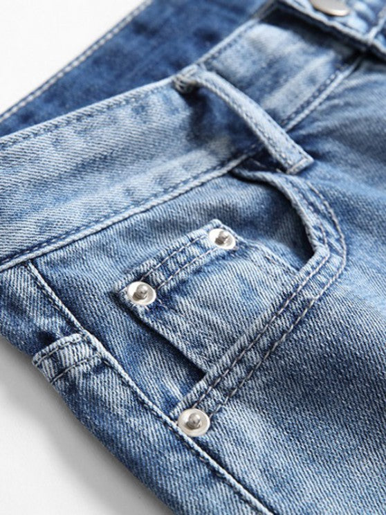 Collared Pullover Shirt And Denim Shorts - Grafton Collection