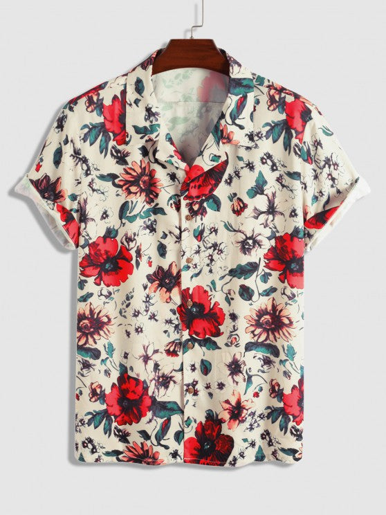 Flower Printed Pattern Shirt And Striped Shorts - Grafton Collection