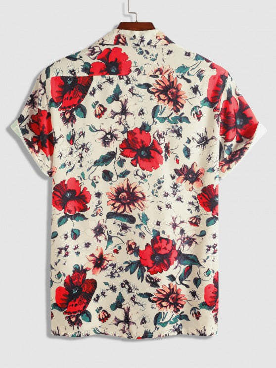 Flower Printed Pattern Shirt And Striped Shorts - Grafton Collection