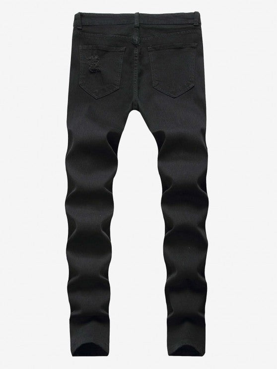 2 Pieces Abstract Print Shirt And Ripped Jeans - Grafton Collection