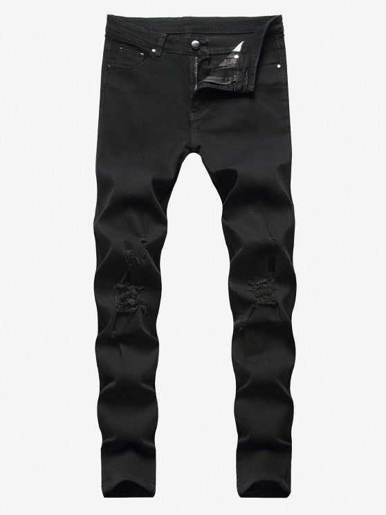 2 Pieces Abstract Print Shirt And Ripped Jeans - Grafton Collection