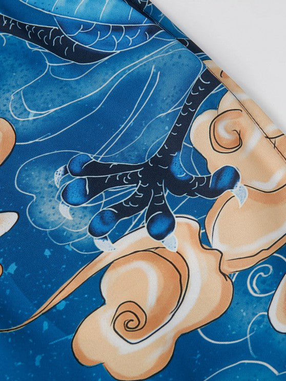 Dragon Printed Kimono And Beach Shorts - Grafton Collection