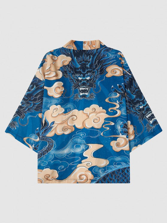 Dragon Printed Kimono And Beach Shorts - Grafton Collection