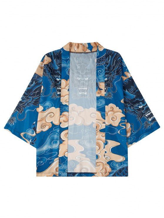 Dragon Printed Kimono And Beach Shorts - Grafton Collection
