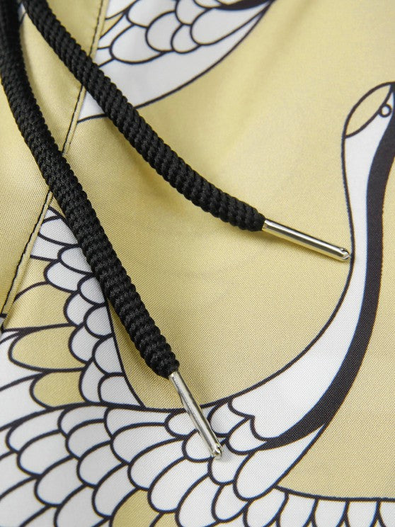 Floral Crane Printed Kimono And Shorts - Grafton Collection