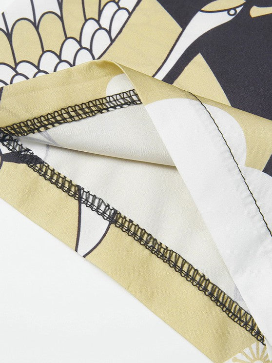 Floral Crane Printed Kimono And Shorts - Grafton Collection