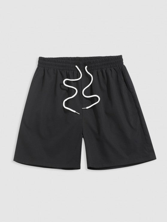 Striped Front Pocket Design Shirt And Drawstring Shorts Set - Grafton Collection