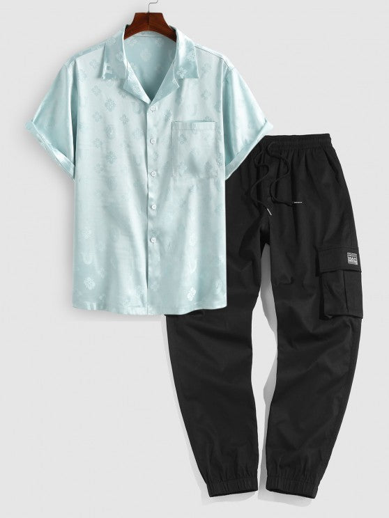 2 Pieces Pattern Shirt And Beam Feet Cargo Pants - Grafton Collection