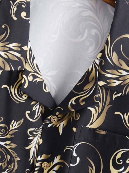 Retro Printed Shirt And Drawstring Shorts - Grafton Collection