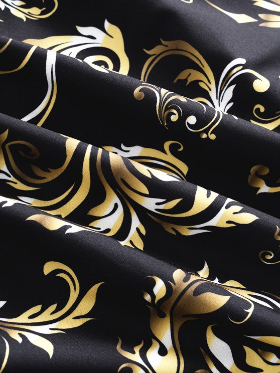 Retro Printed Shirt And Drawstring Shorts - Grafton Collection