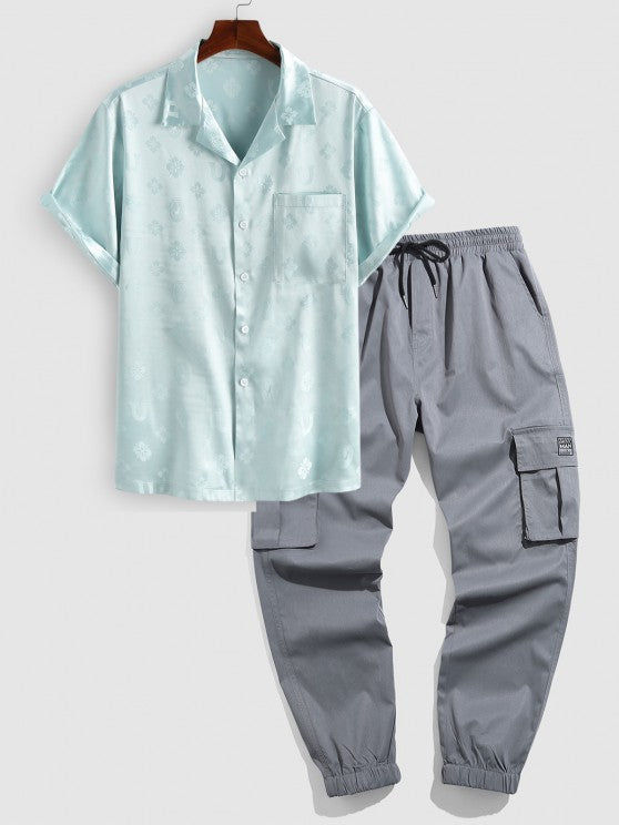 2 Pieces Pattern Shirt And Beam Feet Cargo Pants - Grafton Collection