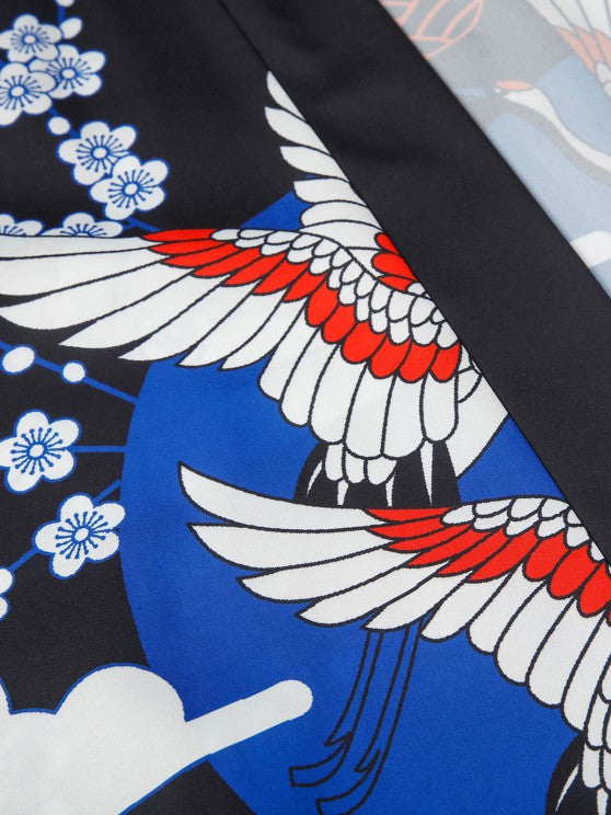 Floral Crane Printed Kimono And Shorts - Grafton Collection