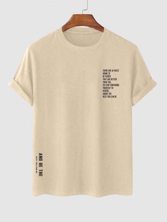Slogan T shirt And Drawstring Shorts Set - Grafton Collection