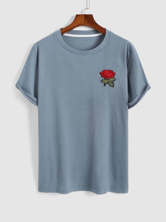 Textured Rose Printed T Shirt And Shorts - Grafton Collection