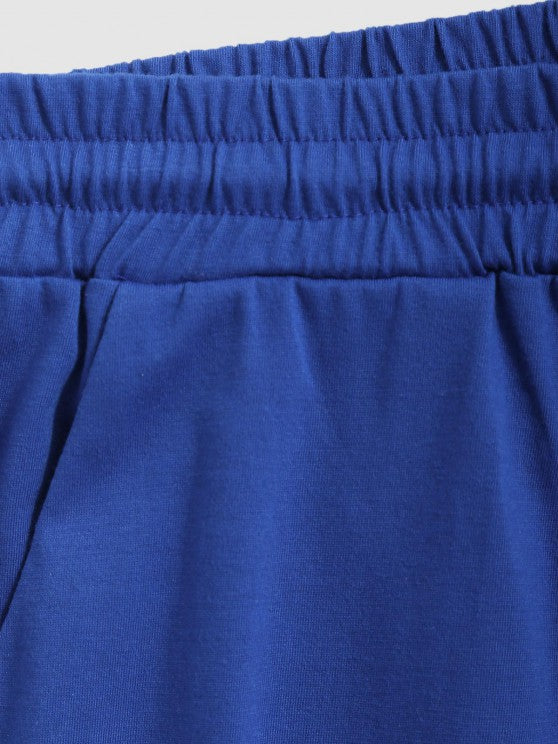 Sports Printed Tee And Drawstring Shorts Set - Grafton Collection