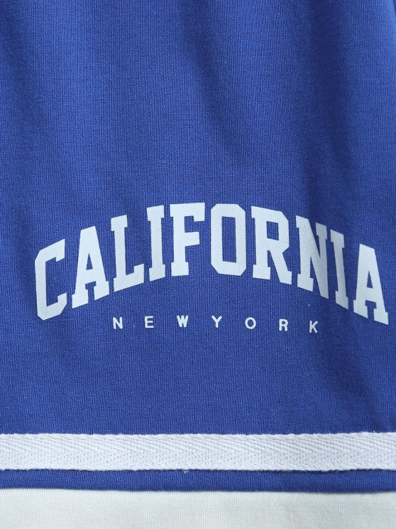 Sports Printed Tee And Drawstring Shorts Set - Grafton Collection