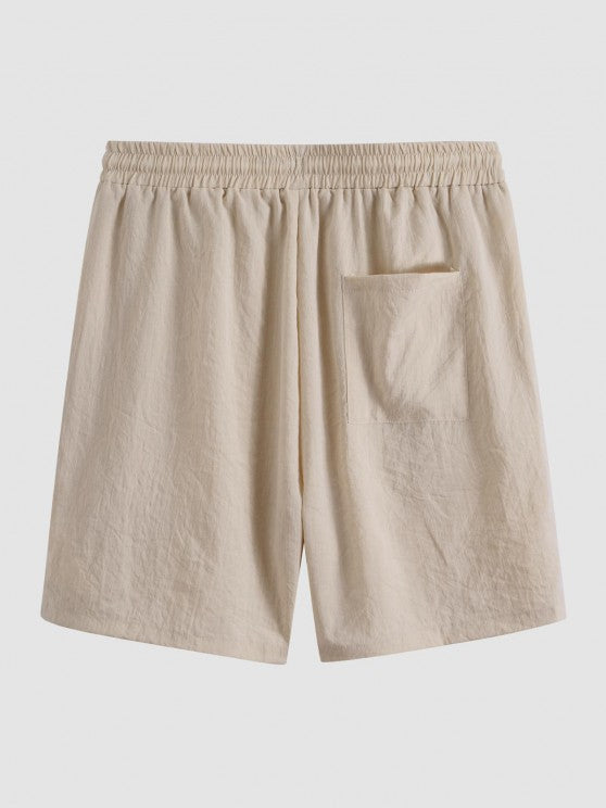 Button Up Collar Shirt And Drawstring Shorts - Grafton Collection