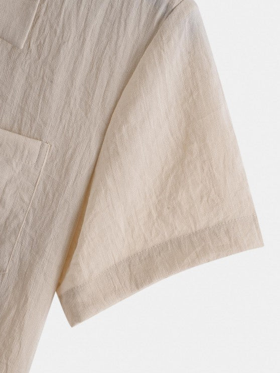 Button Up Collar Shirt And Drawstring Shorts - Grafton Collection