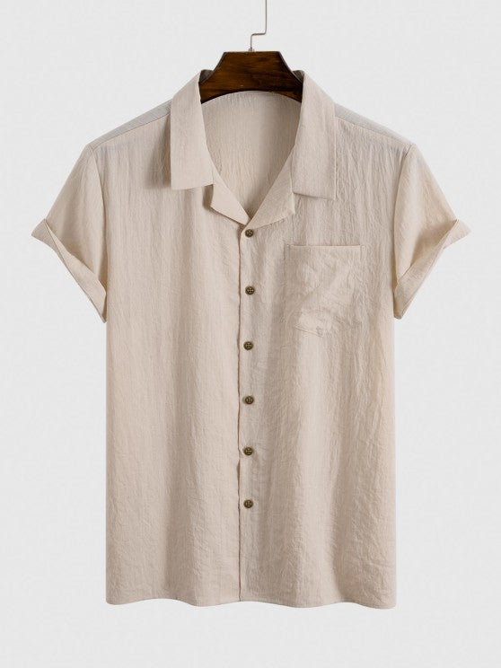 Button Up Collar Shirt And Drawstring Shorts - Grafton Collection