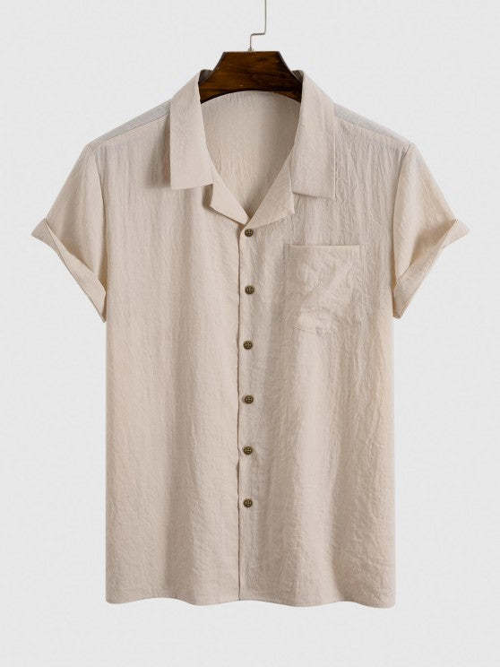Button Up Collar Shirt And Drawstring Shorts - Grafton Collection