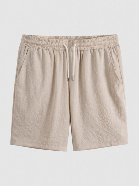 Button Up Collar Shirt And Drawstring Shorts - Grafton Collection