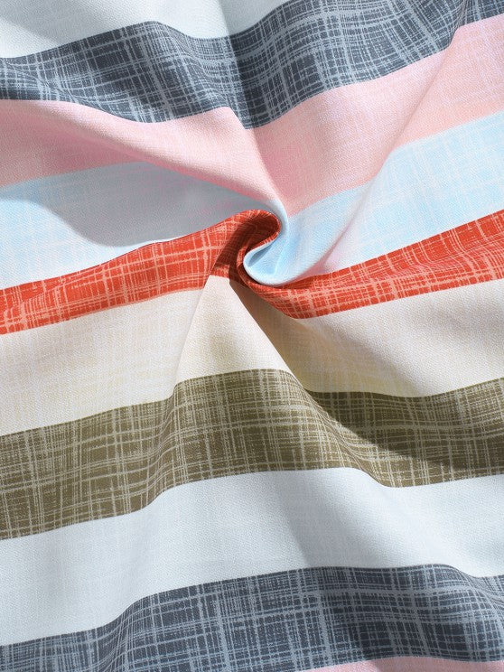 Short Sleeves Vertical Stripe Shirt And Shorts - Grafton Collection