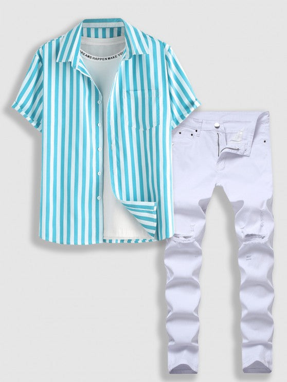 Vertical Stripe Shirt And Jeans - Grafton Collection