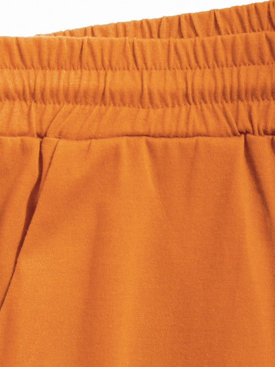 Sports Printed Tee And Drawstring Shorts Set - Grafton Collection