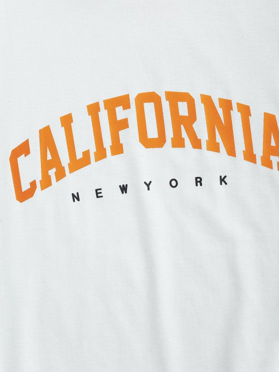 Sports Printed Tee And Drawstring Shorts Set - Grafton Collection